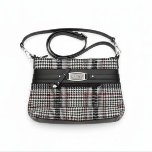 Rosetti Black and White Houndstooth Crossbody with Red Accents